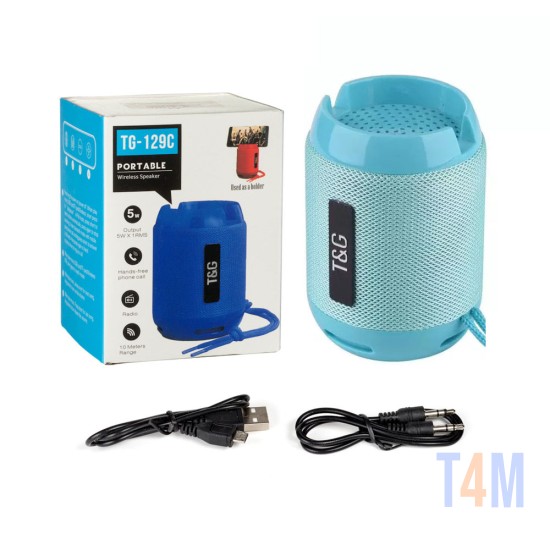 MINI ALTAVOZ BLUETOOTH INALÁMBRICO IMPERMEABLE T&G TG-129C FM/TF/AUX/USB 400MAH VERDE